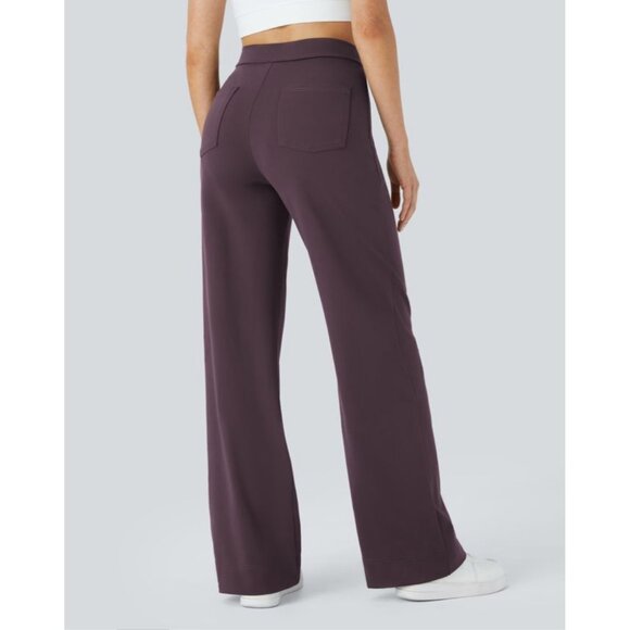 Halara High Waisted Straight Leg Pants Sz Small Womens Purple Button Front Pull - Picture 2 of 10